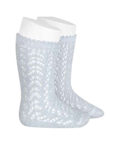 METTALIC YARN OPENWORK PERLE KNEE SOCKS CONDOR 2528-2