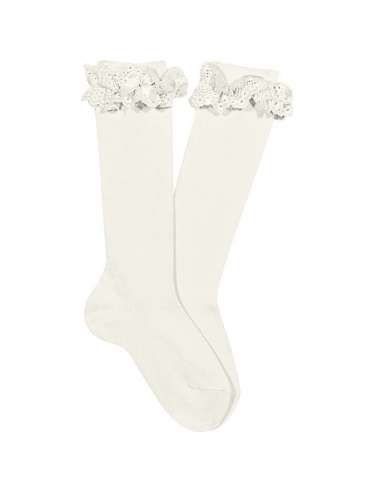 24842 CALCETINES ALTOS CON PUNTILLA Y LAZO MARCA CONDOR