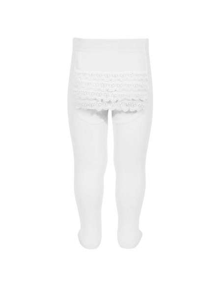 24421 BLANCO LEOTARDOS BEBE CON PUNTILLA CULETE  MARCA CONDOR