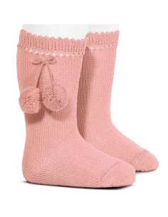 25042 ROSA PALO HIGH SOCKS WITH POMPOMS BRAND CONDOR