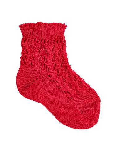25184 RED OPENWORK ANCLE SOCKS BRAND CONDOR