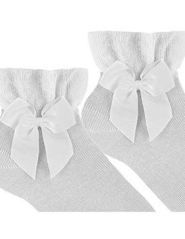 27234  WHITE CEREMONY ANKLE SOCKS WITH BOW  BRAND CONDOR