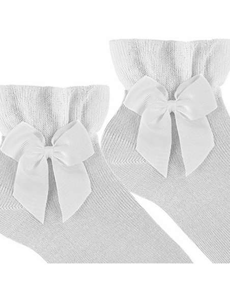 27234  WHITE CEREMONY ANKLE SOCKS WITH BOW  BRAND CONDOR