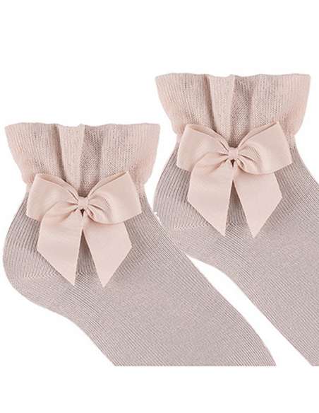 27234 NUDE CEREMONY ANKLE SOCKS WITH BOW  BRAND CONDOR