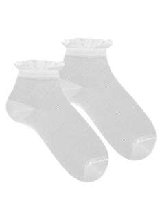 27224 WHITE CEREMONY ANKLE SOCKS WITH FRILL CUFF  BRAND CONDOR