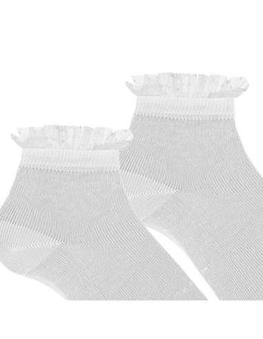 27224 WHITE CEREMONY ANKLE SOCKS WITH FRILL CUFF  BRAND CONDOR