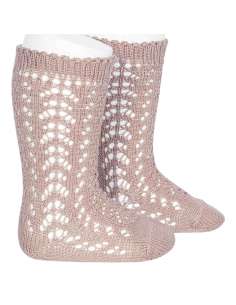 25182 544 ROSA EMPOLVADO PERLE OPENWORK KNEE HIGH SOCKS BRAND CONDOR