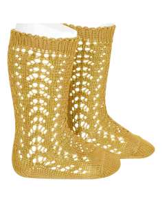 25182 629 MOSTAZA PERLE OPENWORK KNEE HIGH SOCKS BRAND CONDOR