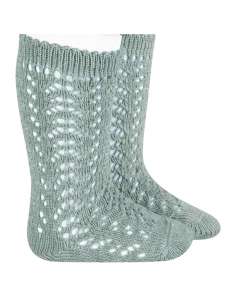 25182 756 VERDE SECO PERLE OPENWORK KNEE HIGH SOCKS BRAND CONDOR