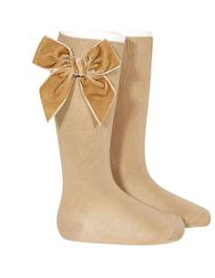 24892 331 CUERDA  SIDE VELVET BOW KNEE HIGH SOCKS BRAND CONDOR