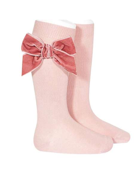 24892 526 ROSA PALO SIDE VELVET BOW KNEE HIGH SOCKS BRAND CONDOR
