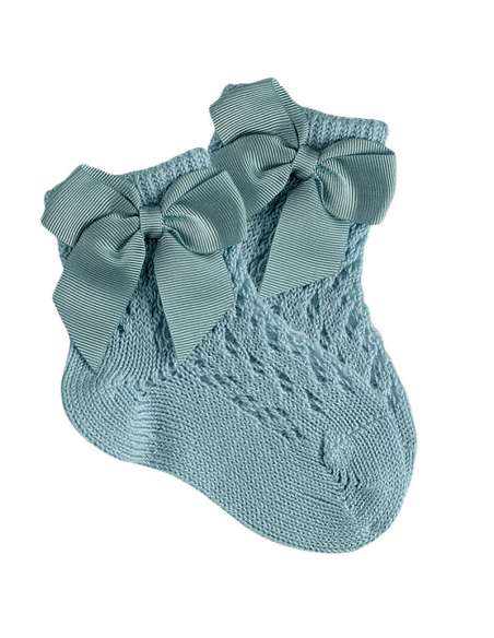 25194 756 VERDE SECO SHORT SOCKS IN PERLE OPENWORK WITH BOW BRAND CONDOR