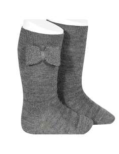 24972 230 GREY TEXTURED TALL SOCKS WITH BOW BRAND CONDOR