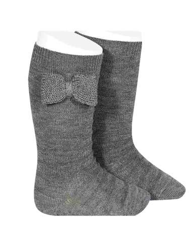 24972 230 GREY TEXTURED TALL SOCKS WITH BOW BRAND CONDOR