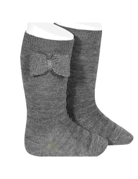24972 230 GREY TEXTURED TALL SOCKS WITH BOW BRAND CONDOR