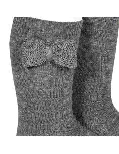 24972 230 GREY TEXTURED TALL SOCKS WITH BOW BRAND CONDOR 2