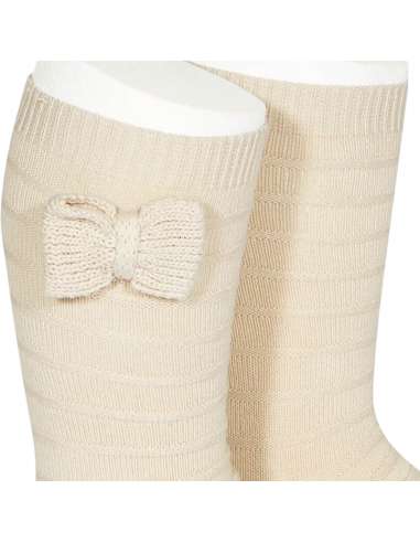 24972 304 LINO TEXTURED TALL SOCKS WITH BOW BRAND CONDOR