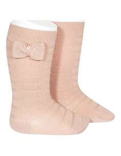 24972 544 ROSA EMPOLVADO TEXTURED TALL SOCKS WITH BOW BRAND CONDOR