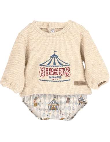 Baby Bloomer Set Cream “Mistral” 100% Cotton | Calamaro Winter 2025 - Wholesale