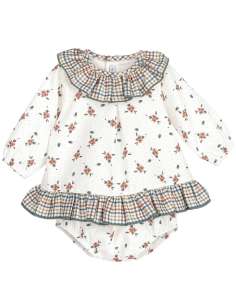 Chamsin Baby Dress with Tartan 100% Cotton - Calamaro Winter 2025 | Wholesale Kidswear