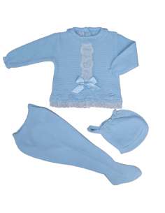 Conjunto bebé Helen color celeste Dulce de Fresa — Invierno 2025 | Mayorista