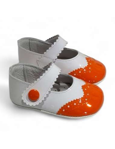 Orange Two-Tone Patent Leather Baby Shoe | Wholesale & Worldwide Shipping