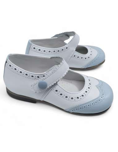 Mary Jane celeste en charol bicolor | Zapato exclusivo fabricado en España
