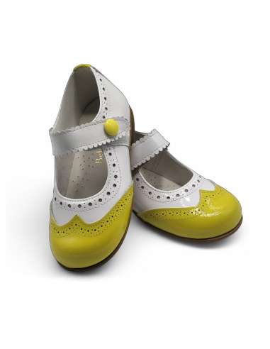 Yellow Patent Leather Mary Jane | Two-Tone Custom Shoe Made in Spain