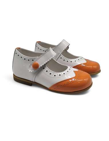Mary Jane Naranja Charol Bicolor – Calzado Artesanal Made in Spain