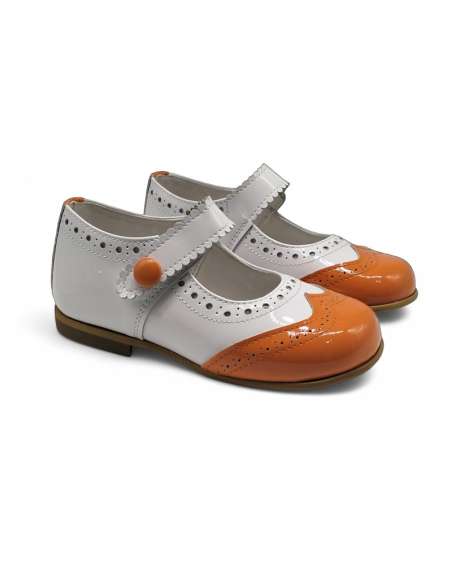 Mary Jane Naranja Charol Bicolor – Calzado Artesanal Made in Spain