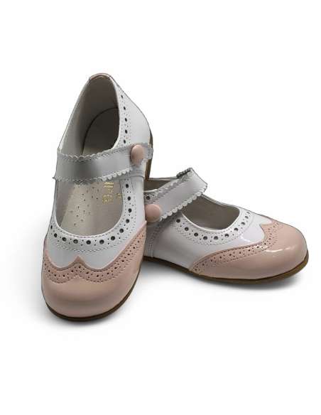 Mary Jane Rosa Charol Bicolor – Calzado Artesanal Made in Spain