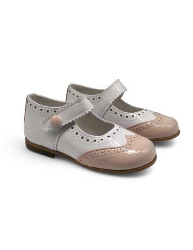 Mary Jane Rosa Charol Bicolor – Calzado Artesanal Made in Spain