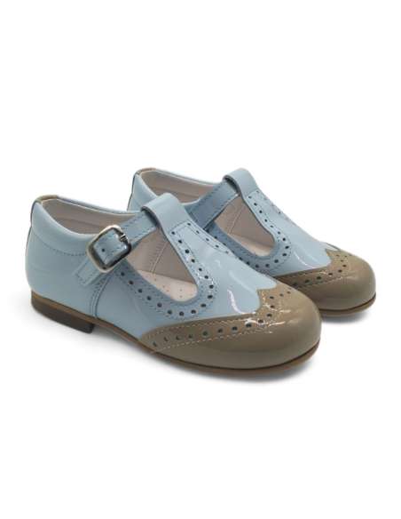 Mary Jane Marrón Charol Bicolor – Calzado Artesanal Made in Spain