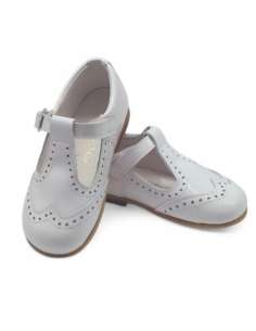 Zapato T-bar blanco charol bicolor | Calzado infantil al por mayor Made in Spain 2