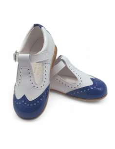 Zapato T-bar blanco y navy de charol | Calzado infantil al por mayor Made in Spain 2
