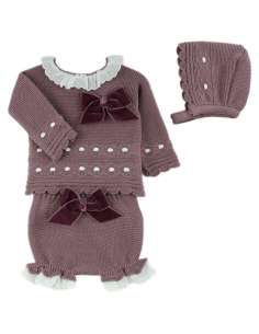 Conjunto chaqueta y braguita , moda infantil al por mayor, Dulce de Fresa colección invierno 2025, ropa bebé al por mayor