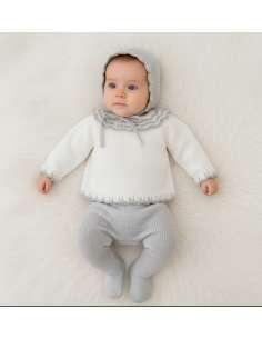 Conjunto de bebé blanco gris en hilo – Diverchic Invierno 2025 | Venta al por mayor