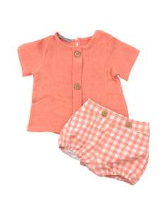 Venta al por mayor Conjunto bebé Alma Salmón Vichy – Colección Verano Alma 2026 2