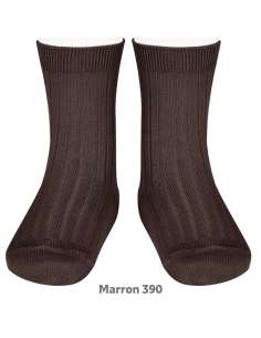 Brown ribbed ankle socks