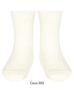 Short ribbed ankle socks in cava color