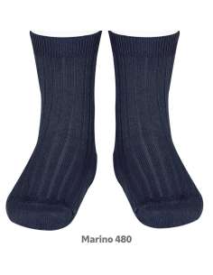 Short ribbed ankle socks in navy color