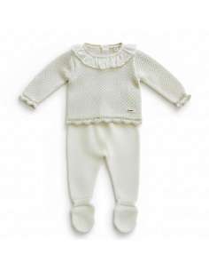 Conjunto de bebé DA-9800 de dos piezas en punto perlé – jersey y polaina | Colección Don Algodón 2026 | Venta al por mayor – T-E