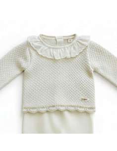 Conjunto de bebé DA-9800 de dos piezas en punto perlé – jersey y polaina | Colección Don Algodón 2026 | Venta al por mayor – T-E 2
